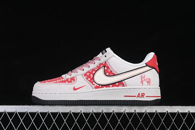 All categories Nk Air Force 1 Air Force series Nk Air Force 1 Low Air Force low-top Nike Air Force 1'07 Low red and white presbyopic stitching Air Force 1 low-top casual sneakers JP2026-131